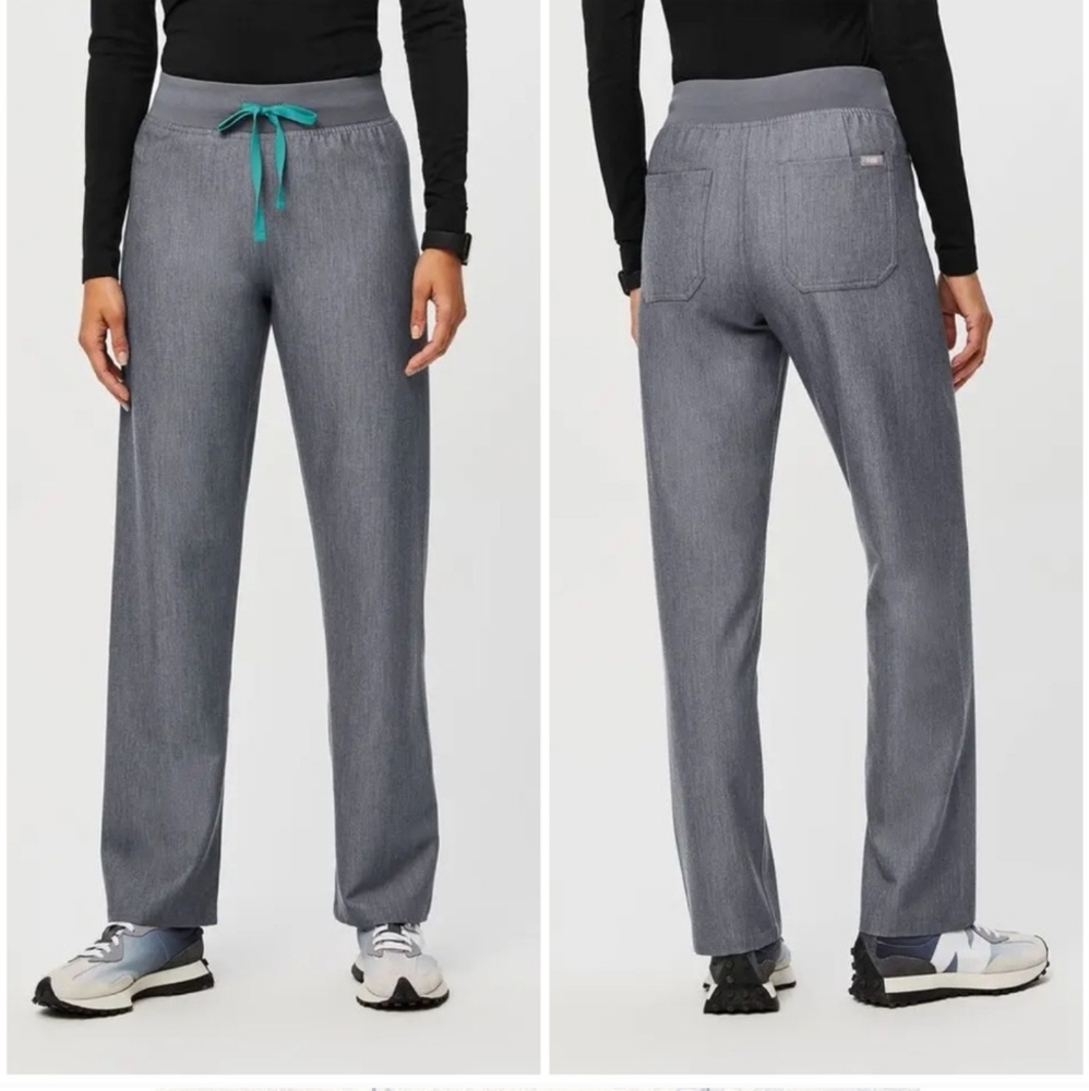 Figs high waisted Livingston scrub straight leg pants Graphite Large Tall
